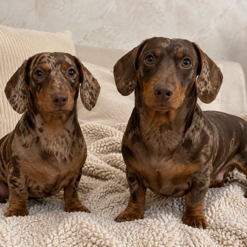 KC-registered chocolate dapple Dachshund puppies